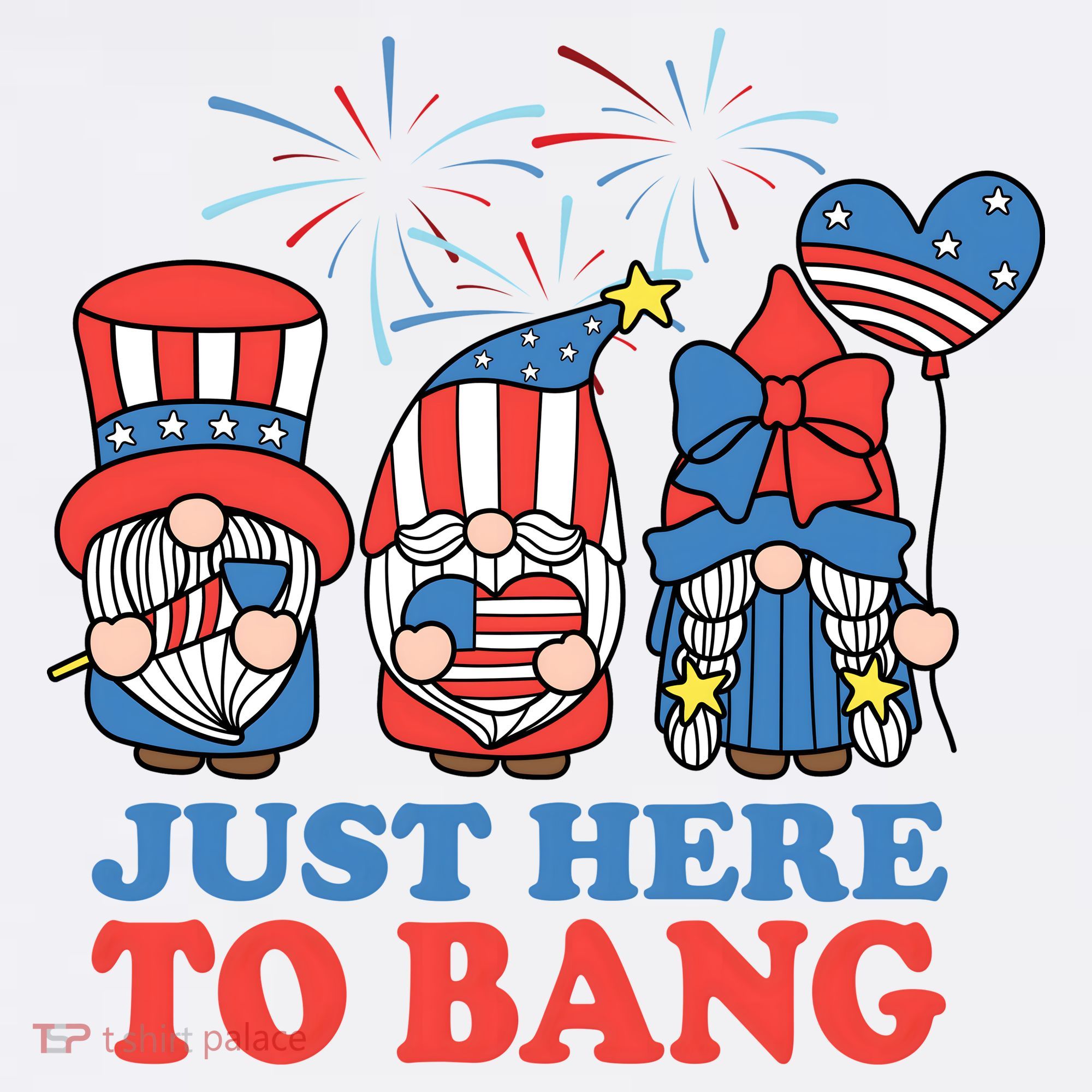 Just Here To Bang Gnome 4th Of July Baby Bodysuit