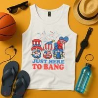 Just Here To Bang Gnome 4th Of July Tank Top thumb 4