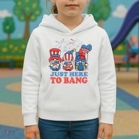 Just Here To Bang Gnome 4th Of July Kids Hoodie thumb 3