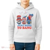 Just Here To Bang Gnome 4th Of July Kids Hoodie thumb 4
