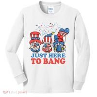 Just Here To Bang Gnome 4th Of July Kids Long Sleeve Shirt thumb 0
