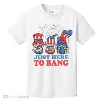 Just Here To Bang Gnome 4th Of July Kids T-Shirt thumb 0