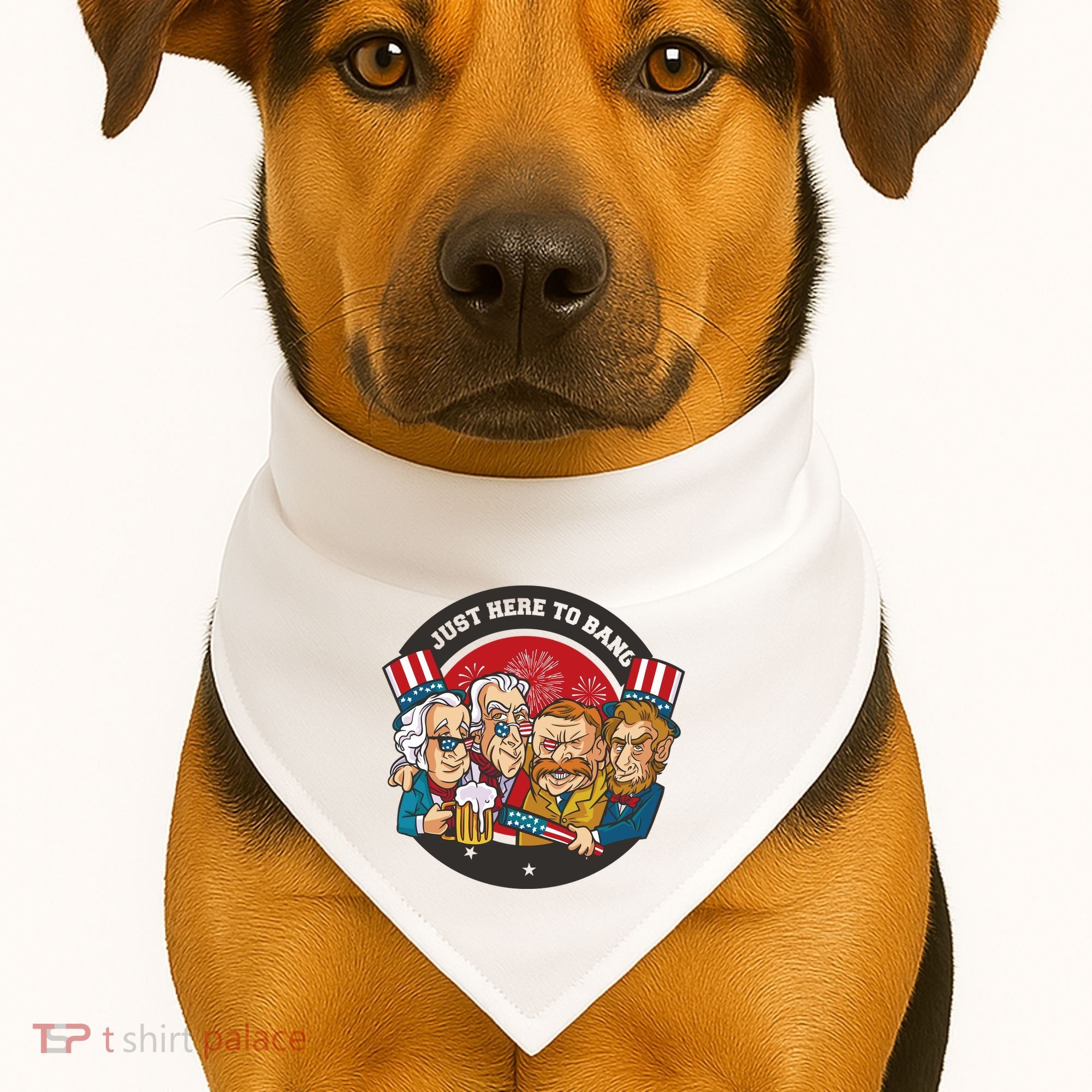Just Here To Bang American Presidents USA-Made Doggie Bandana
