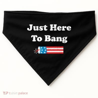 Just Here To Bang 4th July American Flag USA-Made Doggie Bandana
