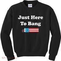 Just Here To Bang 4th July American Flag Kids Sweatshirt thumb 0