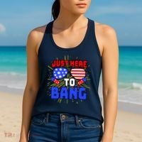 Just Here To Bang Funny 4th Of July USA Merica America Women's Tank Top thumb 2