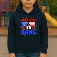 Just Here To Bang Funny 4th Of July USA Merica America Kids Hoodie thumb 3
