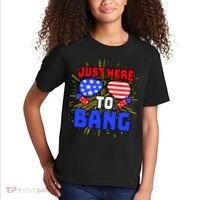 Just Here To Bang Funny 4th Of July USA Merica America Kids T-Shirt thumb 2