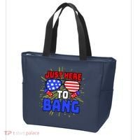 Just Here To Bang Funny 4th Of July USA Merica America Tote Bag thumb 3