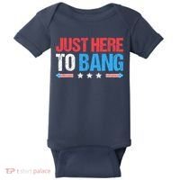 Just Here To Bang Funny Fireworks 4th Of July Baby Bodysuit thumb 0