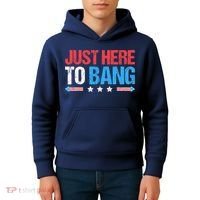 Just Here To Bang Funny Fireworks 4th Of July Kids Hoodie thumb 4