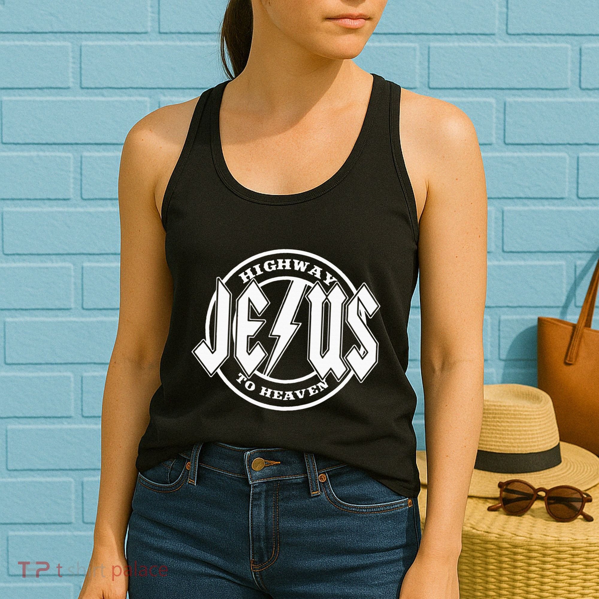 Jesus Highway To Heaven Pray Catholic Faith Based Women's Tank Top