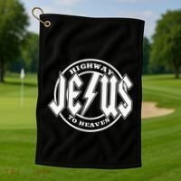 Jesus Highway To Heaven Pray Catholic Faith Based Golf Towel thumb 1