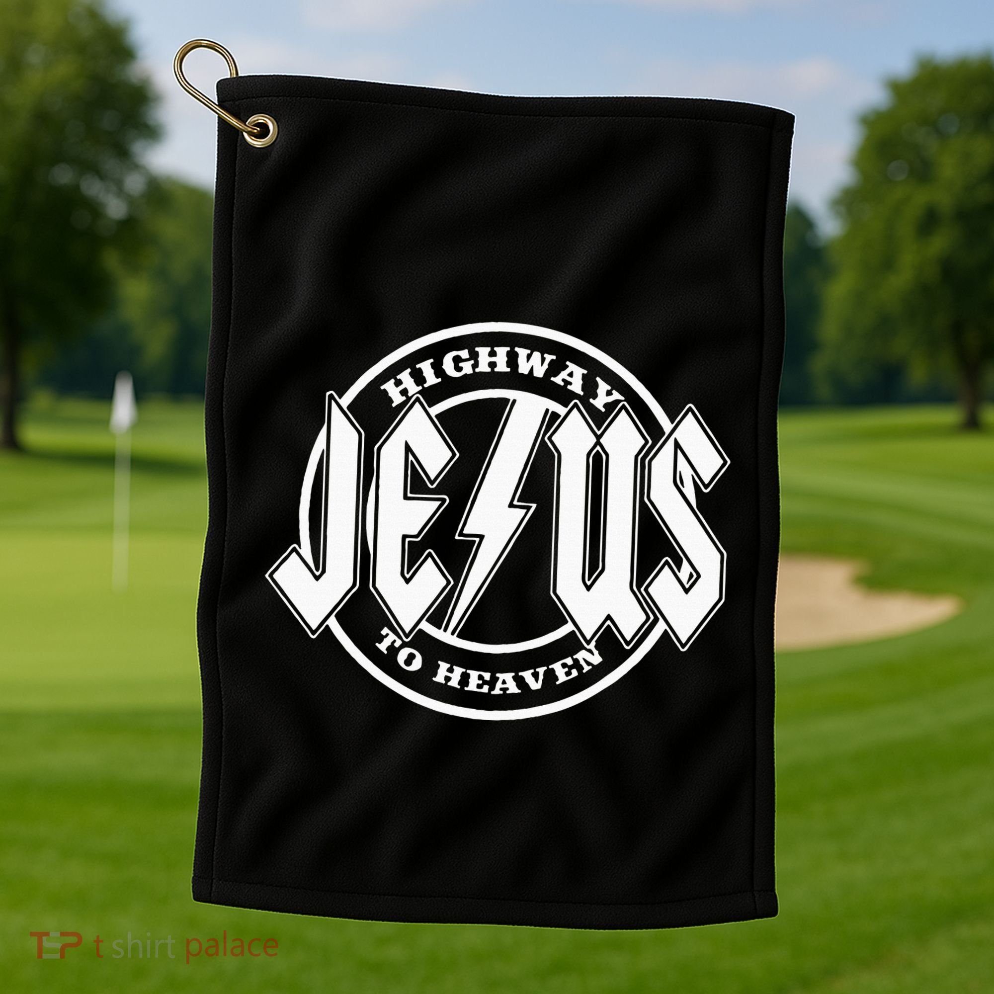 Jesus Highway To Heaven Pray Catholic Faith Based Golf Towel