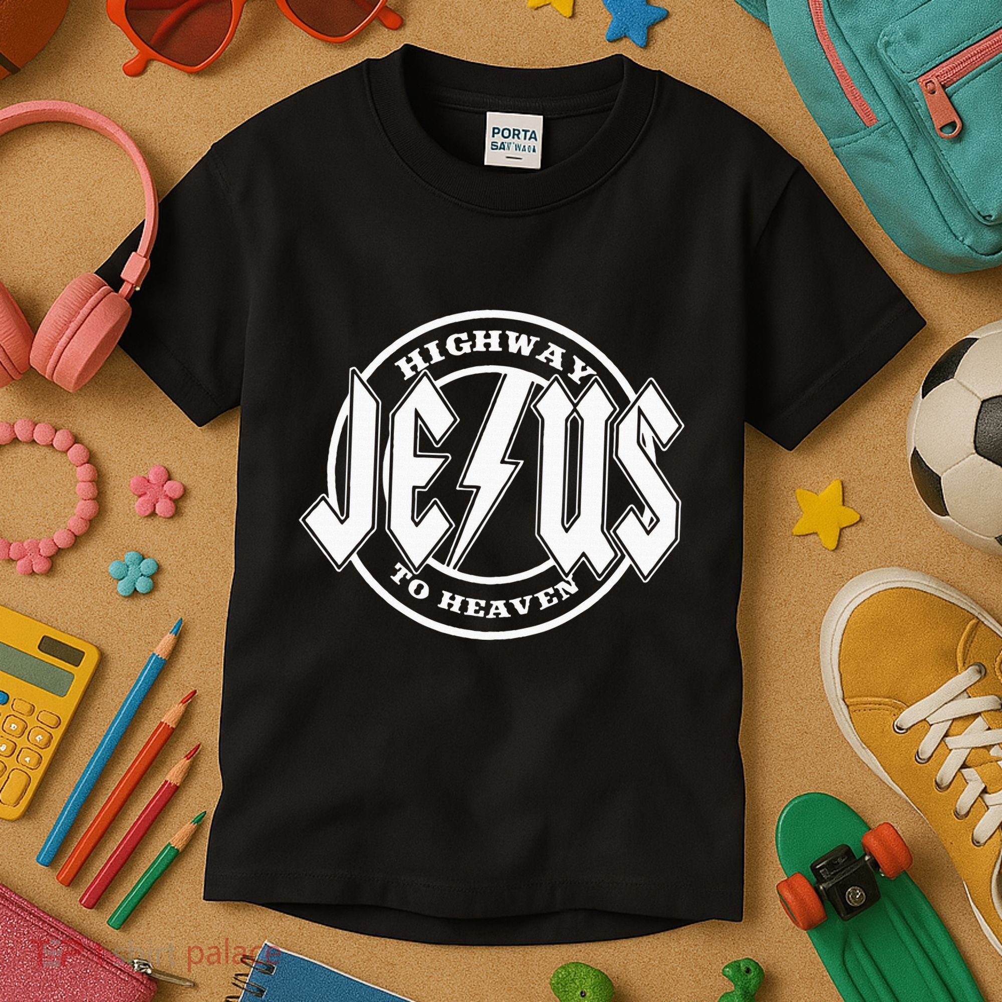 Jesus Highway To Heaven Pray Catholic Faith Based Kids T-Shirt