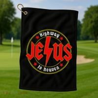 Jesus Highway To Heaven Christian Bible Verse Faith Prayer Golf Towel thumb 1