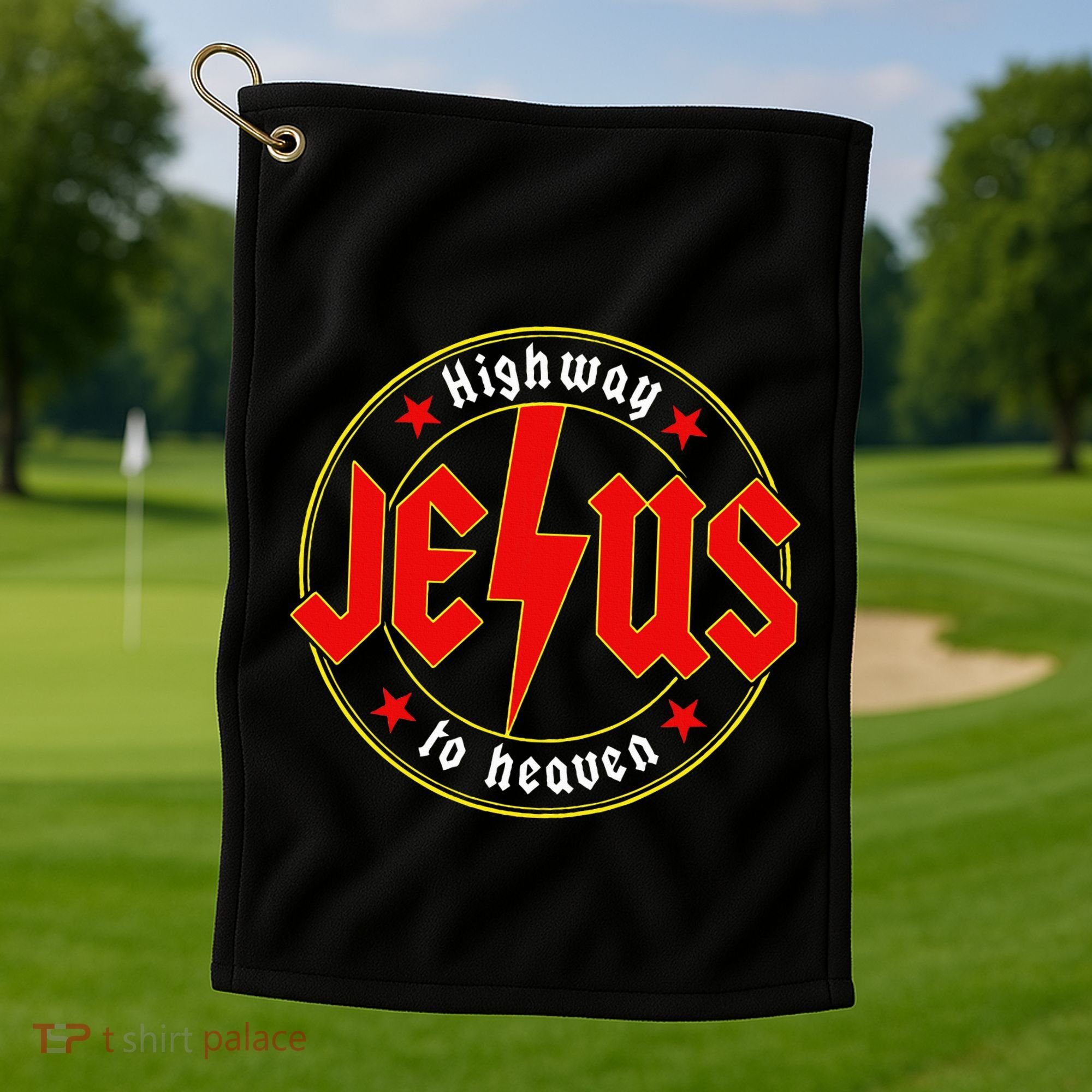 Jesus Highway To Heaven Christian Bible Verse Faith Prayer Golf Towel