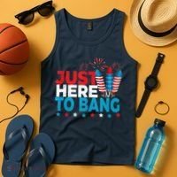 Just Here To Bang Shirt Red White Blue 4th Of July Fireworks Tank Top thumb 4
