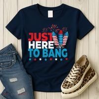 Just Here To Bang Shirt Red White Blue 4th Of July Fireworks Women's T-Shirt thumb 3