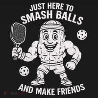 Just Here To Smash Balls And Make Friends Funny Pickleball Women's Hoodie thumb 2