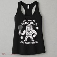 Just Here To Smash Balls And Make Friends Funny Pickleball Women's Tank Top thumb 3