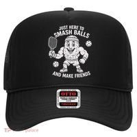 Just Here To Smash Balls And Make Friends Funny Pickleball Hat thumb 0