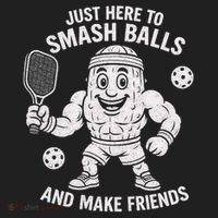 Just Here To Smash Balls And Make Friends Funny Pickleball Hat thumb 2