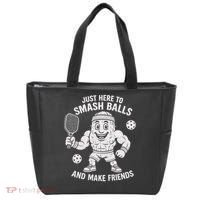 Just Here To Smash Balls And Make Friends Funny Pickleball Tote Bag thumb 0