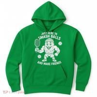 Just Here To Smash Balls And Make Friends Funny Pickleball Hoodie thumb 0