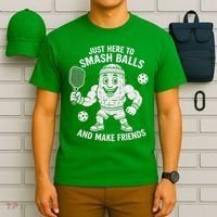 Just Here To Smash Balls And Make Friends Funny Pickleball T-Shirt thumb 6