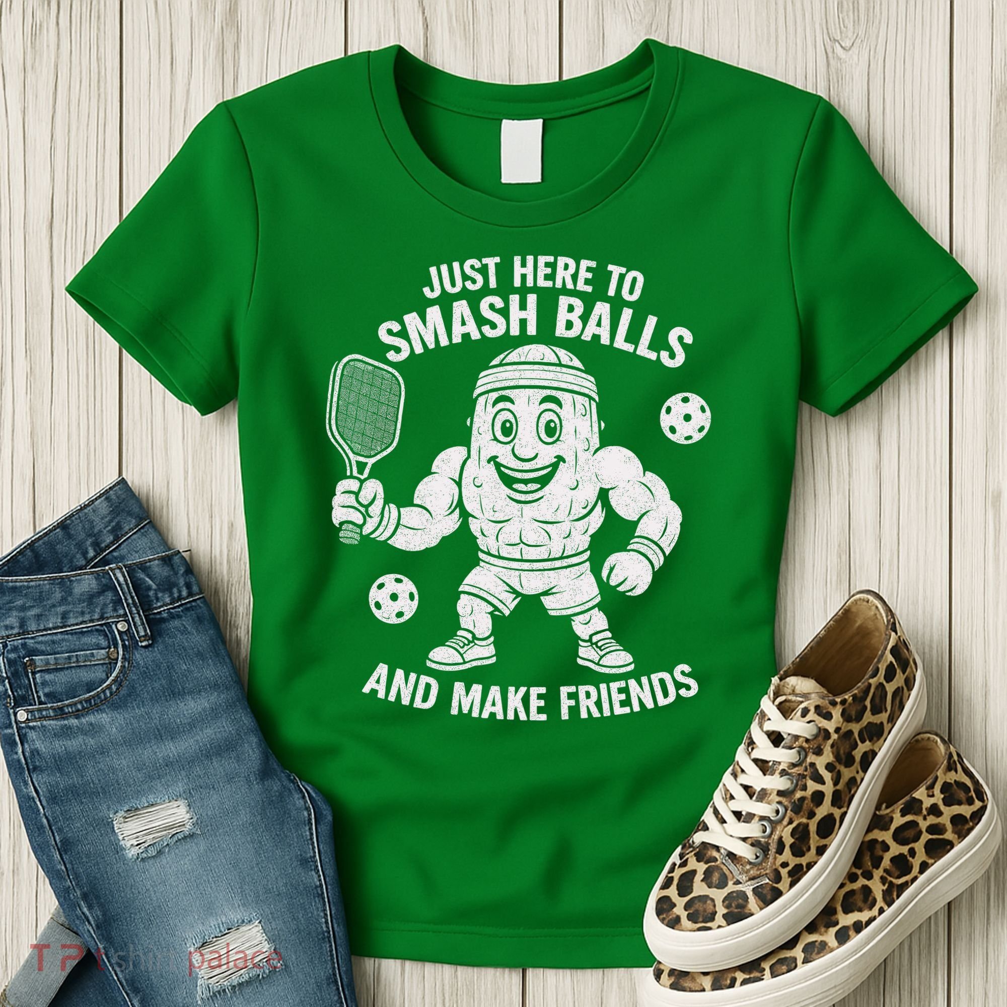 Just Here To Smash Balls And Make Friends Funny Pickleball Women's T-Shirt