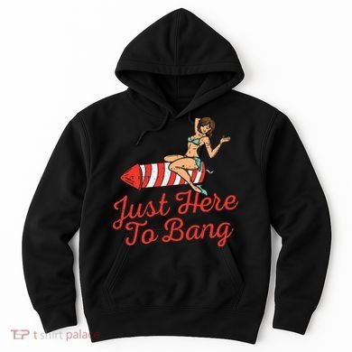 Just Here To Bang Fireworks Funny 4th of July Hoodie