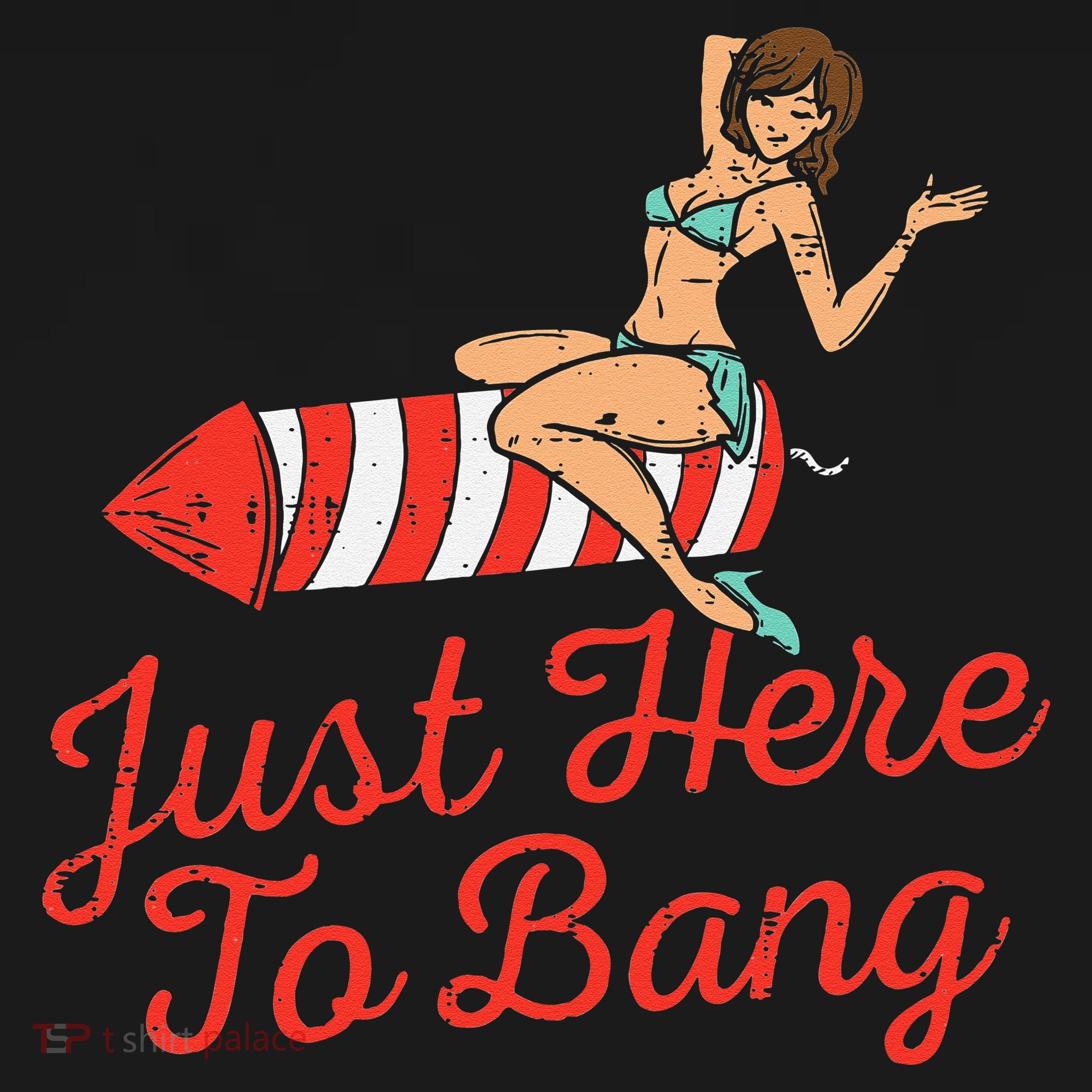 Just Here To Bang Fireworks Funny 4th of July Long Sleeve Shirt