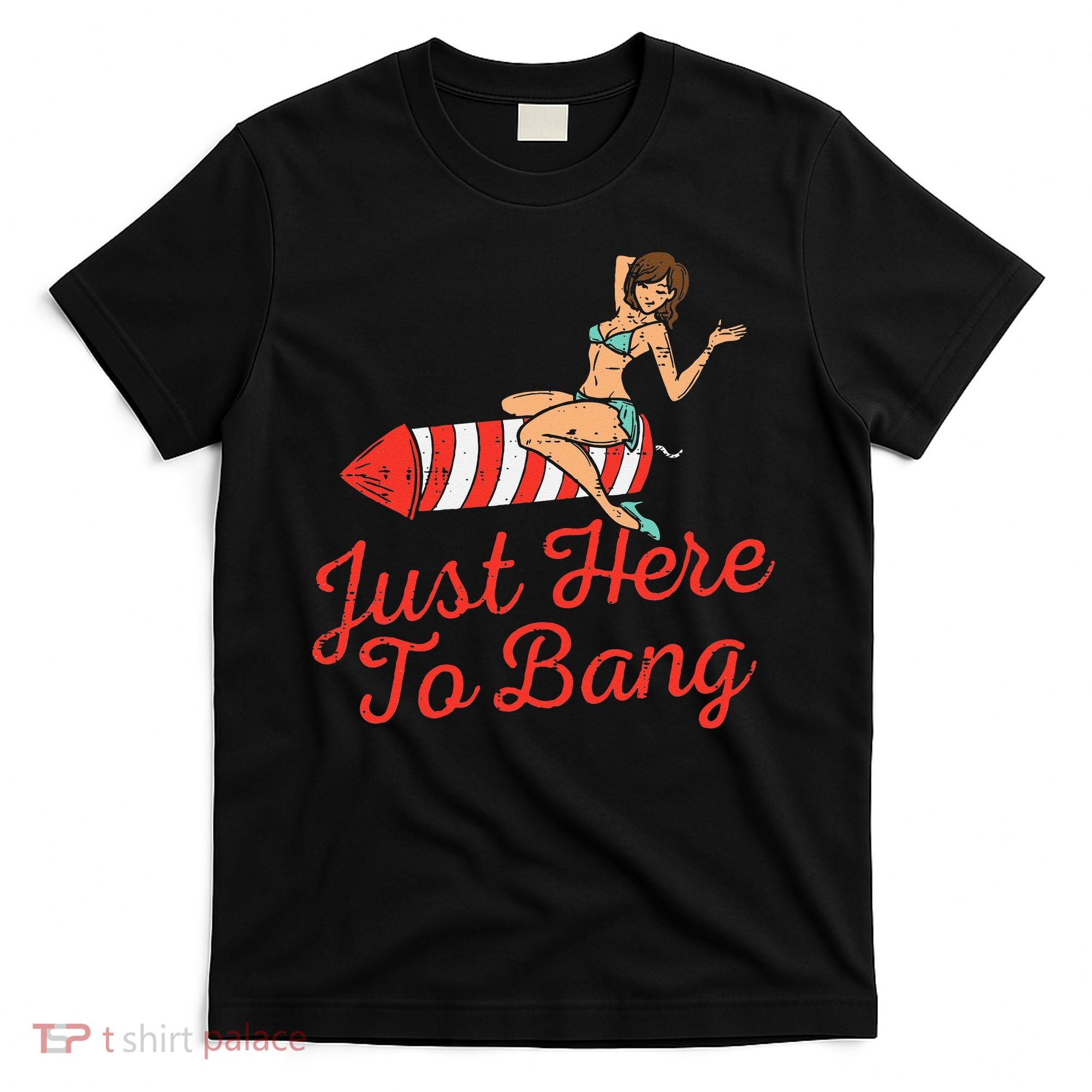 Just Here To Bang Fireworks Funny 4th of July T-Shirt