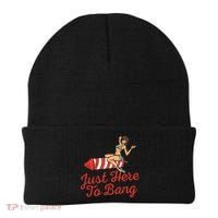 Just Here To Bang Fireworks Funny 4th of July Beanie thumb 0