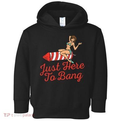 Just Here To Bang Fireworks Funny 4th of July Toddler Hoodie