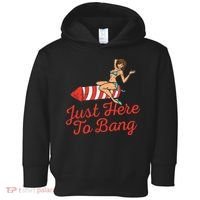 Just Here To Bang Fireworks Funny 4th of July Toddler Hoodie thumb 0