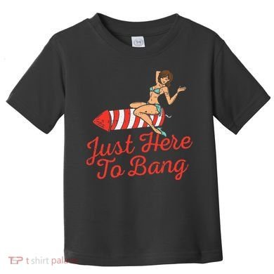 Just Here To Bang Fireworks Funny 4th of July Toddler T-Shirt