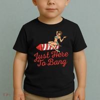 Just Here To Bang Fireworks Funny 4th of July Toddler T-Shirt thumb 2
