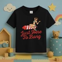 Just Here To Bang Fireworks Funny 4th of July Toddler T-Shirt thumb 3