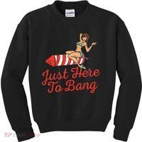 Just Here To Bang Fireworks Funny 4th of July Kids Sweatshirt thumb 0