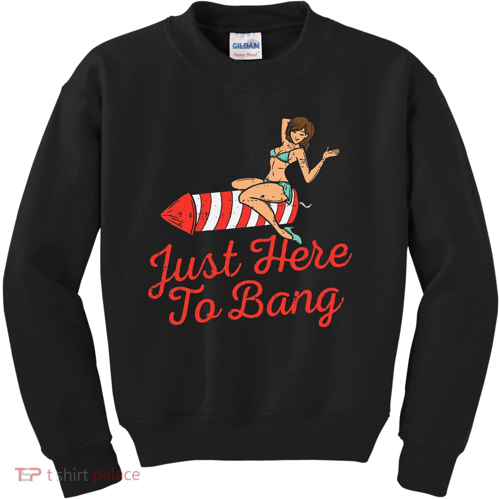 Just Here To Bang Fireworks Funny 4th of July Kids Sweatshirt