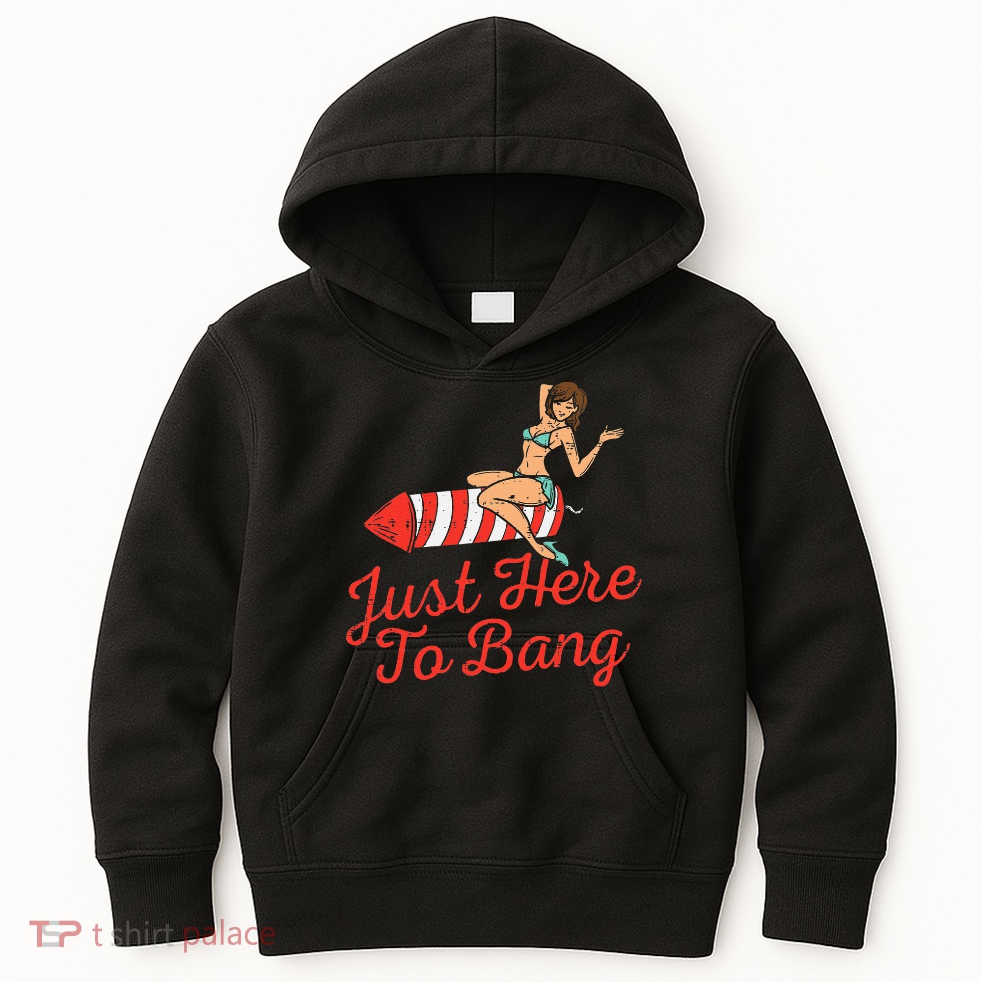 Just Here To Bang Fireworks Funny 4th of July Kids Hoodie