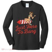 Just Here To Bang Fireworks Funny 4th of July Kids Long Sleeve Shirt thumb 0