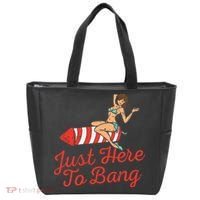 Just Here To Bang Fireworks Funny 4th of July Tote Bag thumb 0