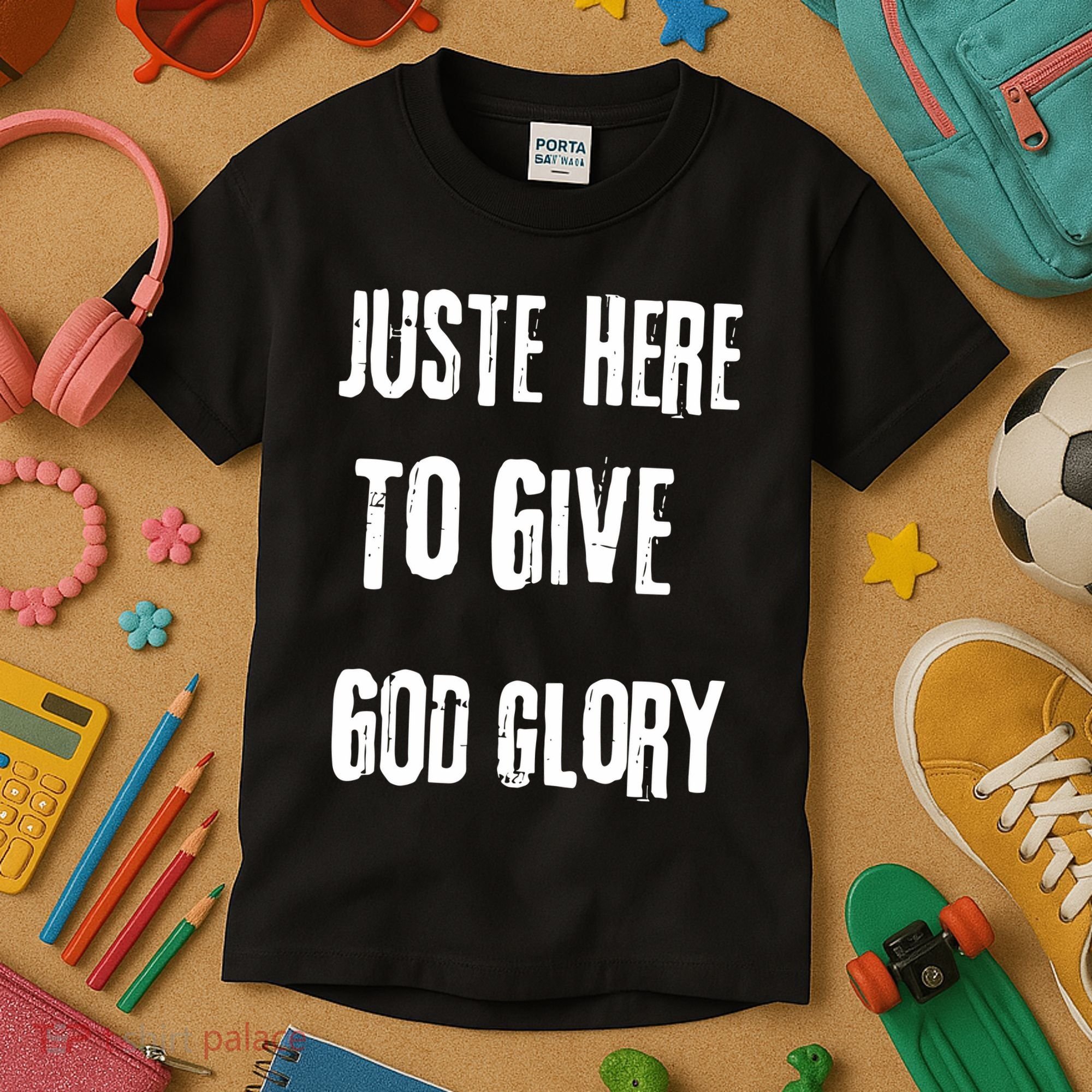 Just Here To Give God Glory Red Kids T-Shirt