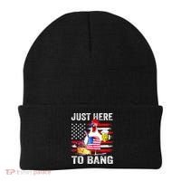 Just Here To Bang USA Flag Chicken Beer Firework 4th Of July Beanie thumb 0