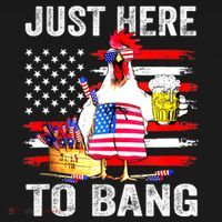 Just Here To Bang USA Flag Chicken Beer Firework 4th Of July Ornament thumb 1