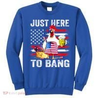 Just Here To Bang USA Flag Chicken Beer Firework 4th Of July Sweatshirt thumb 0