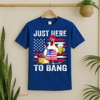 Just Here To Bang USA Flag Chicken Beer Firework 4th Of July T-Shirt thumb 2